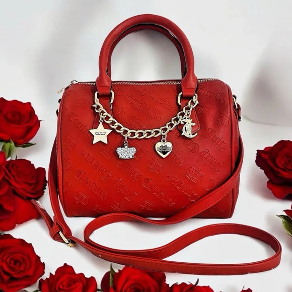 Juicy Couture Red Gothic Logo Not Your Babe Satchel Bag Purse New - Picture 4 of 12